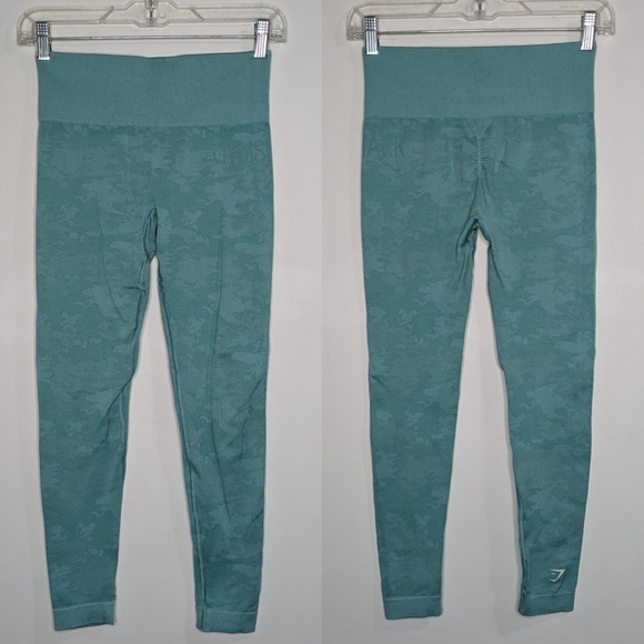 Gymshark blue camouflage camo exercise workout leggings S - Picture 1 of 10